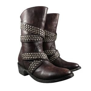 Old Gringo Boots Womens 6 Moto Western Queentia Short Leather Stud Biker Pull On